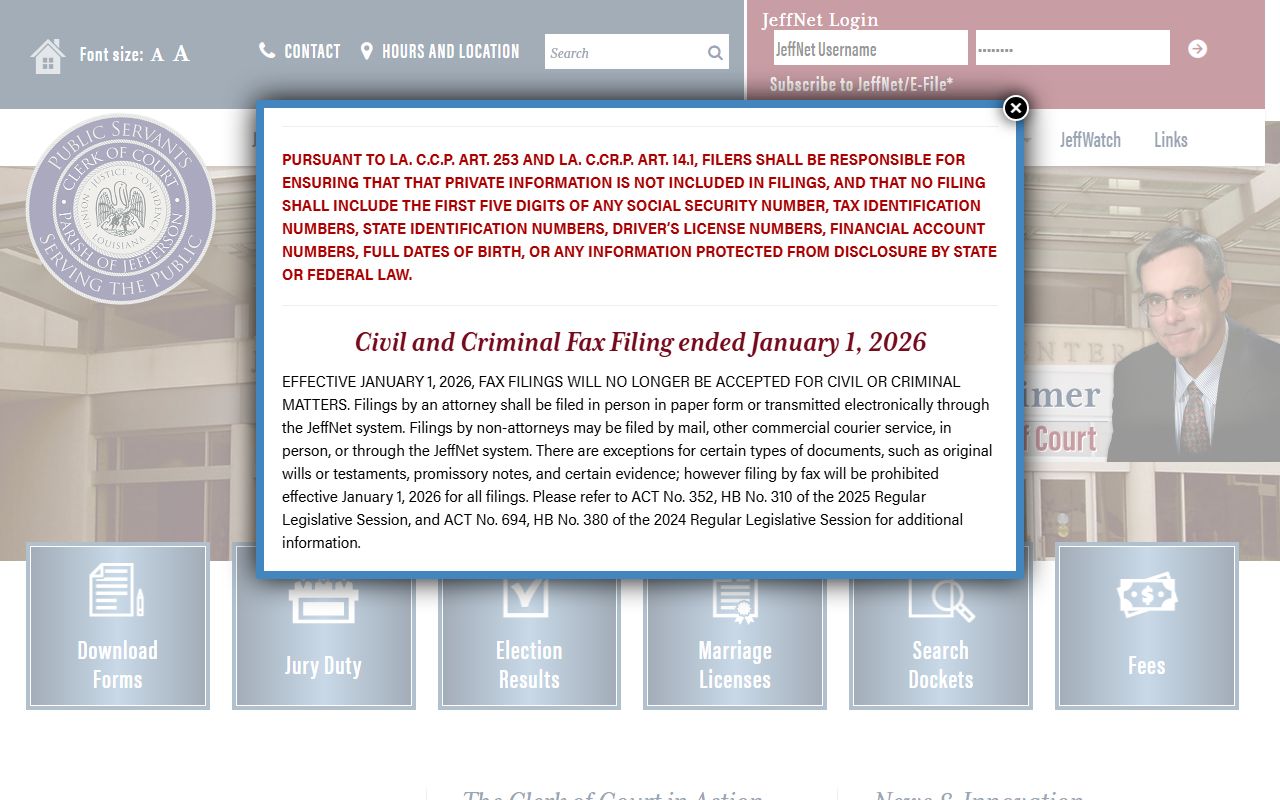 jefferson parish clerk of court homepage jefferson parish birth records services
