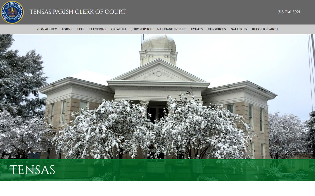 Tensas Parish Clerk of Court website for birth records and official documents in St. Joseph Louisiana